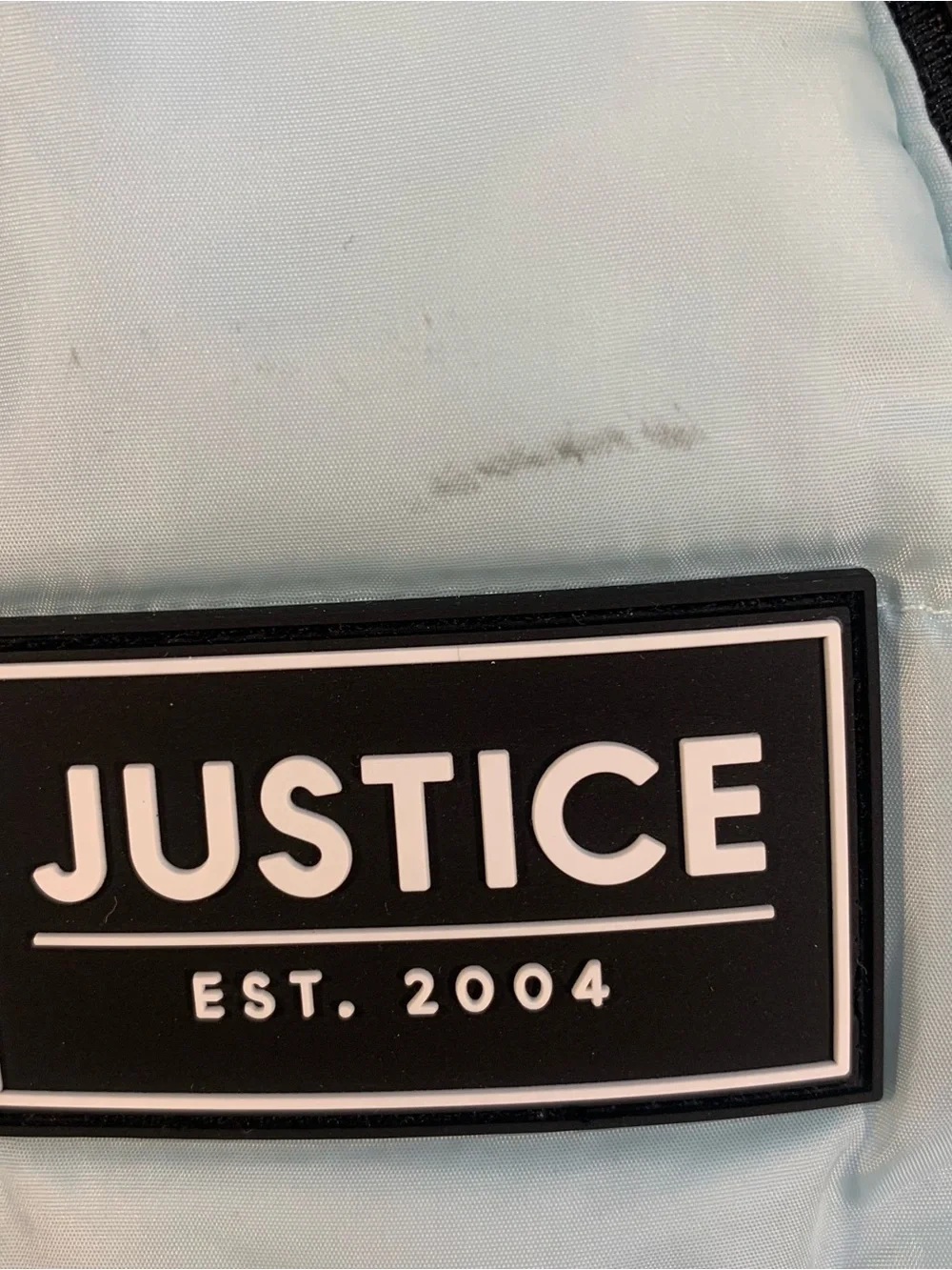 Justice Girls 12/14 Light Blue Hooded Puffer with Fleece/Serpa Sleeves